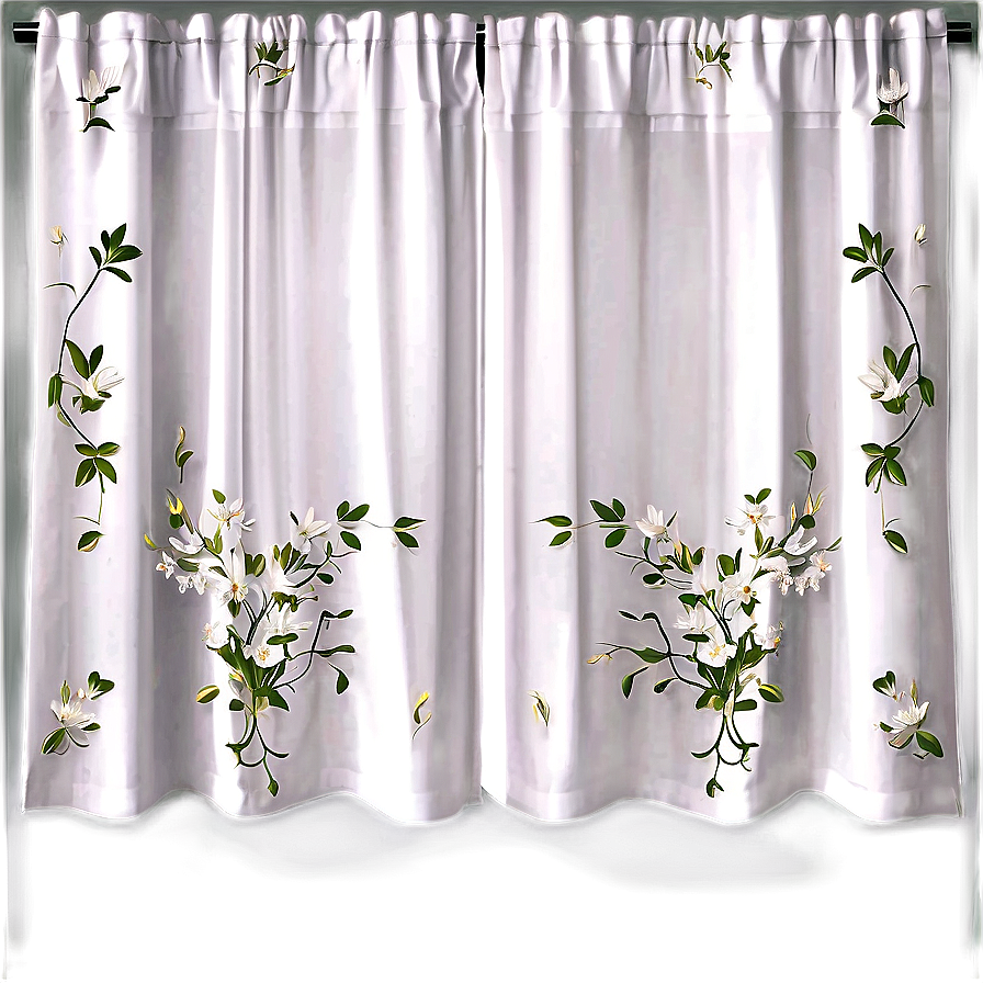 White Floral Curtains Png Hgs