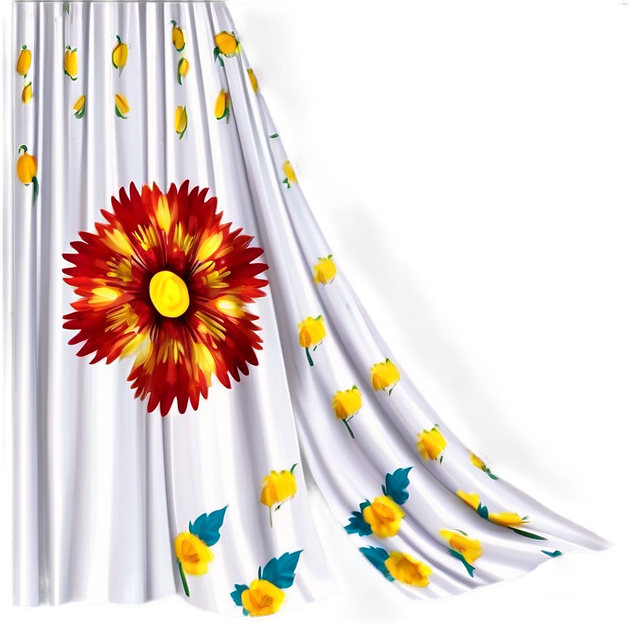 White Floral Curtains Png Ley73