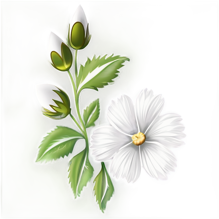 White Flower Art Png 05242024