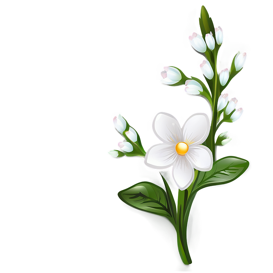 White Flower Drawing Png Tqo70