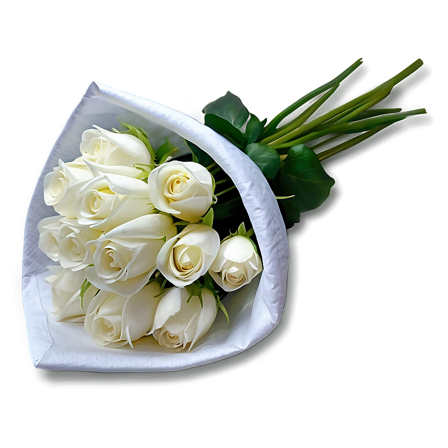 White Flowers Bouquet Wrap Png 95