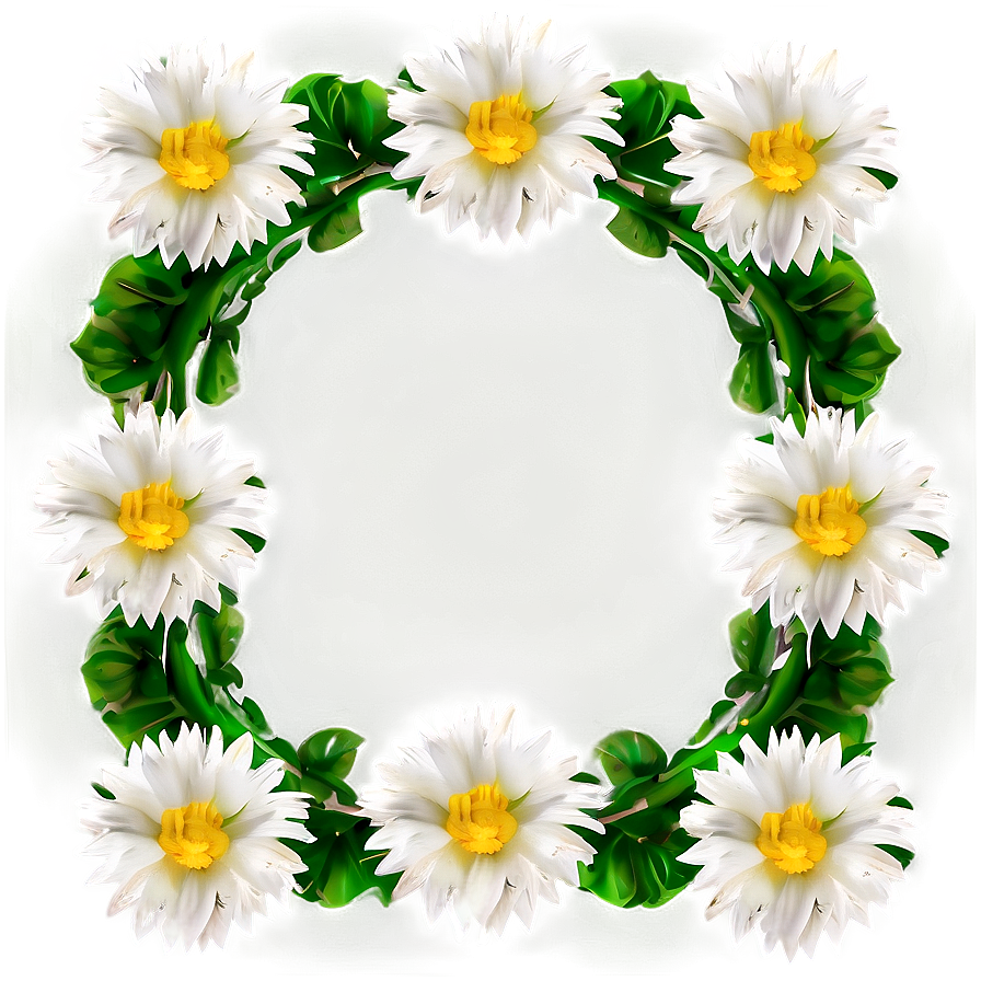 White Flowers Frame Png Gan