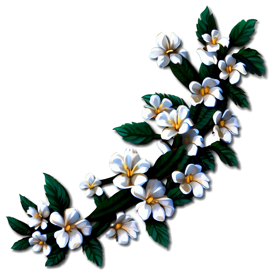 White Flowers Garland Png 8