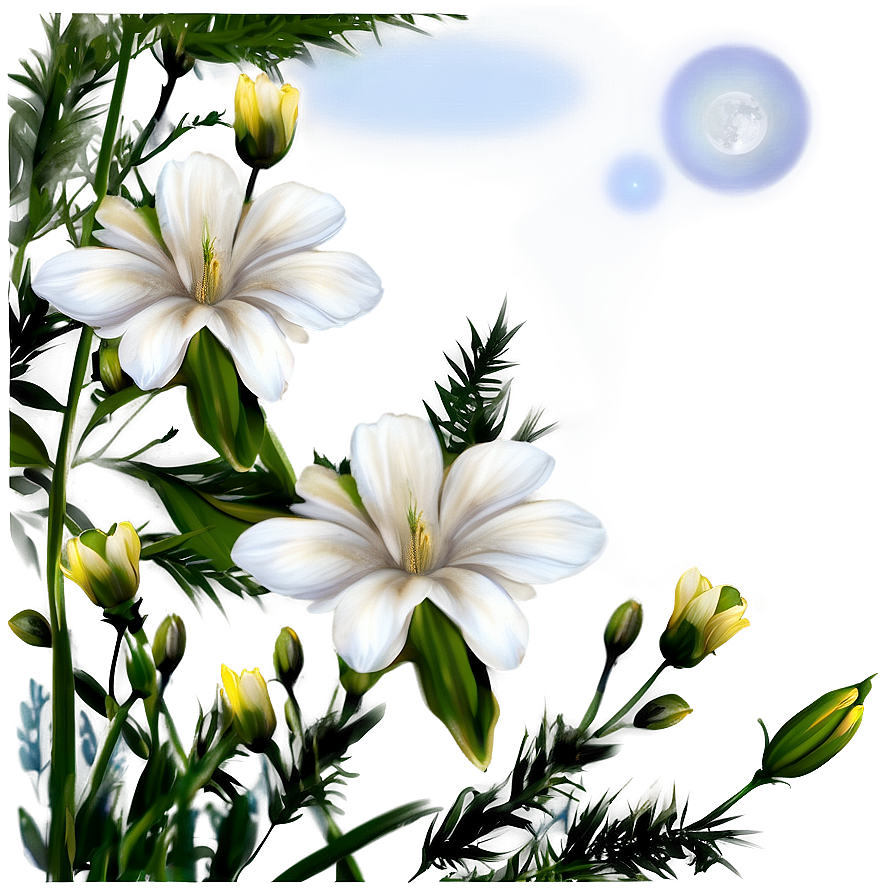 White Flowers In Moonlight Png Xqi50