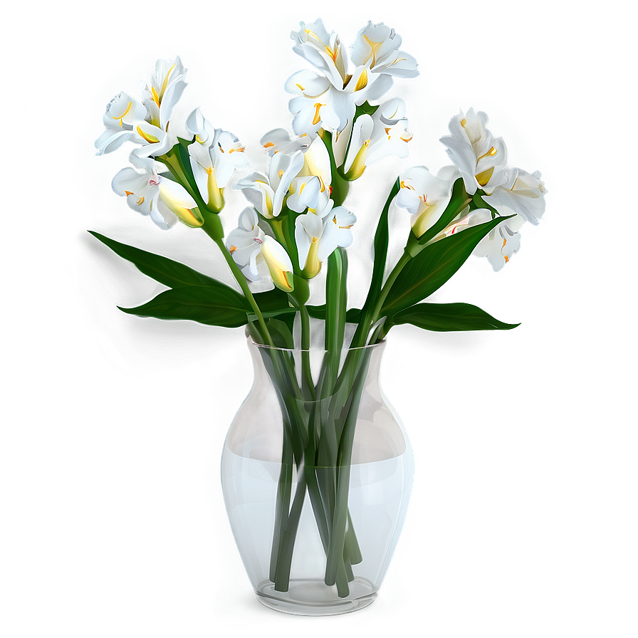 White Flowers In Vase Png 60