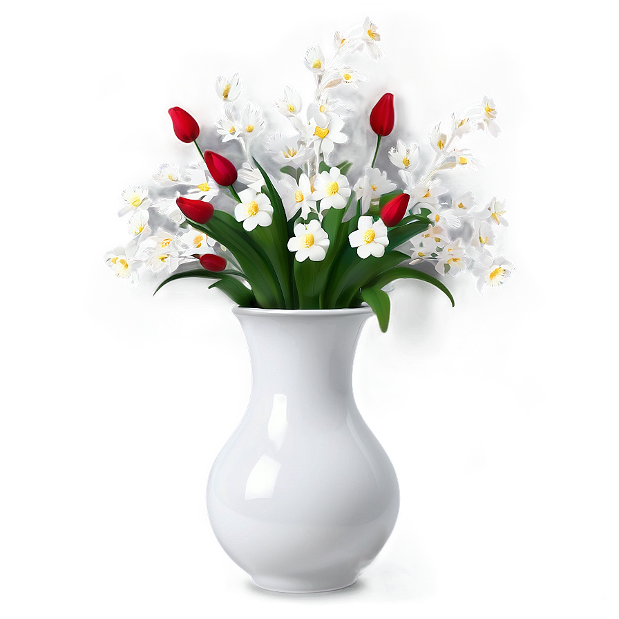 White Flowers In Vase Png 61