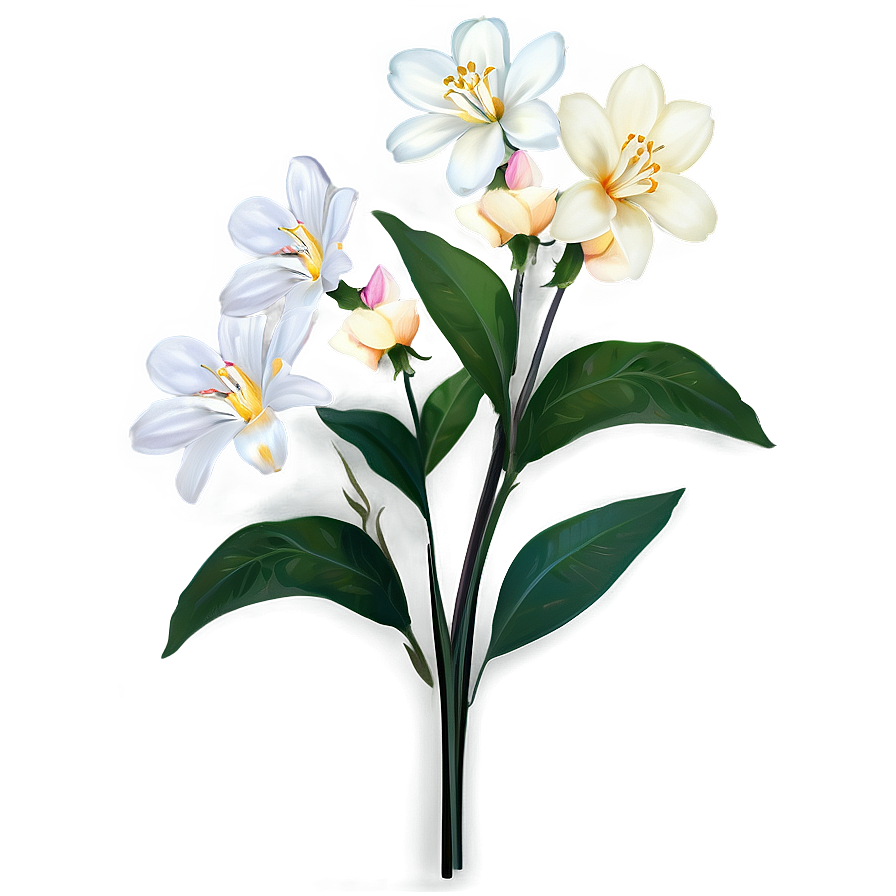 White Flowers Single Stem Png Glc39