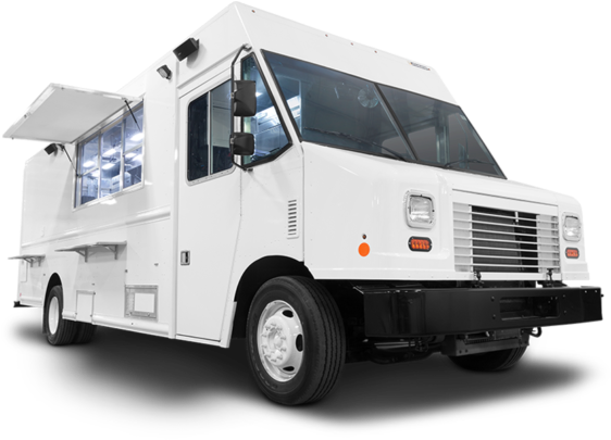 White Food Truck Isolated Background