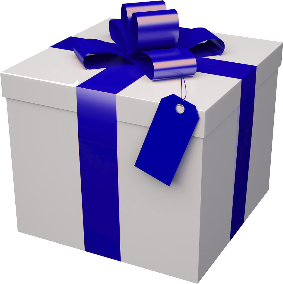 White Gift Box Blue Ribbon