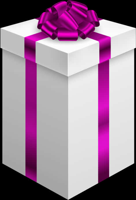 White Gift Box Pink Ribbon