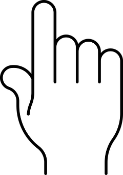 White Hand Icon Black Background PNG with transparent background
