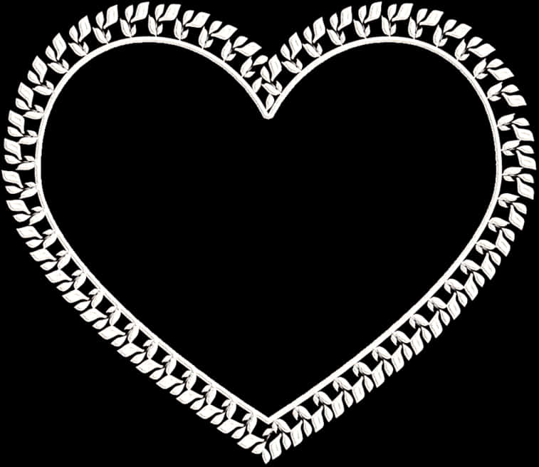 White Heart Outline Black Background