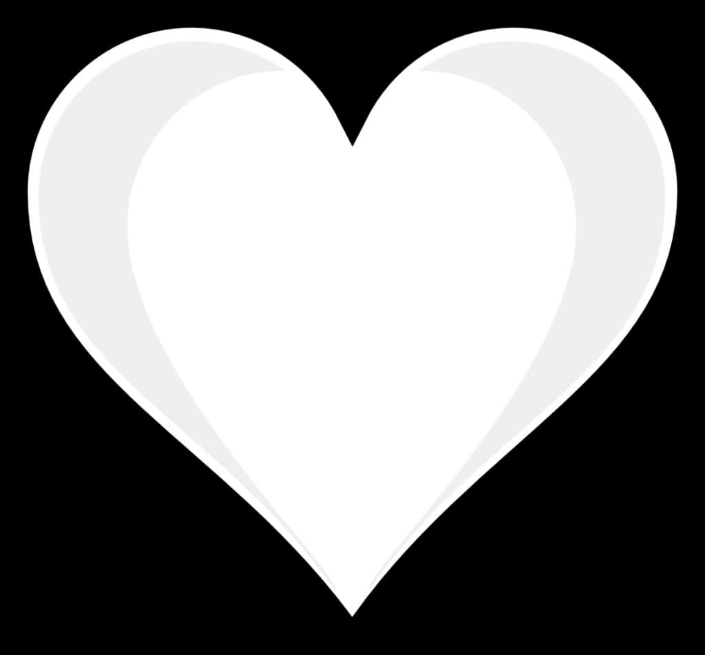 White Heart Outlineon Black Background