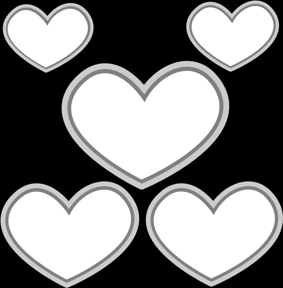 White Hearts Black Background