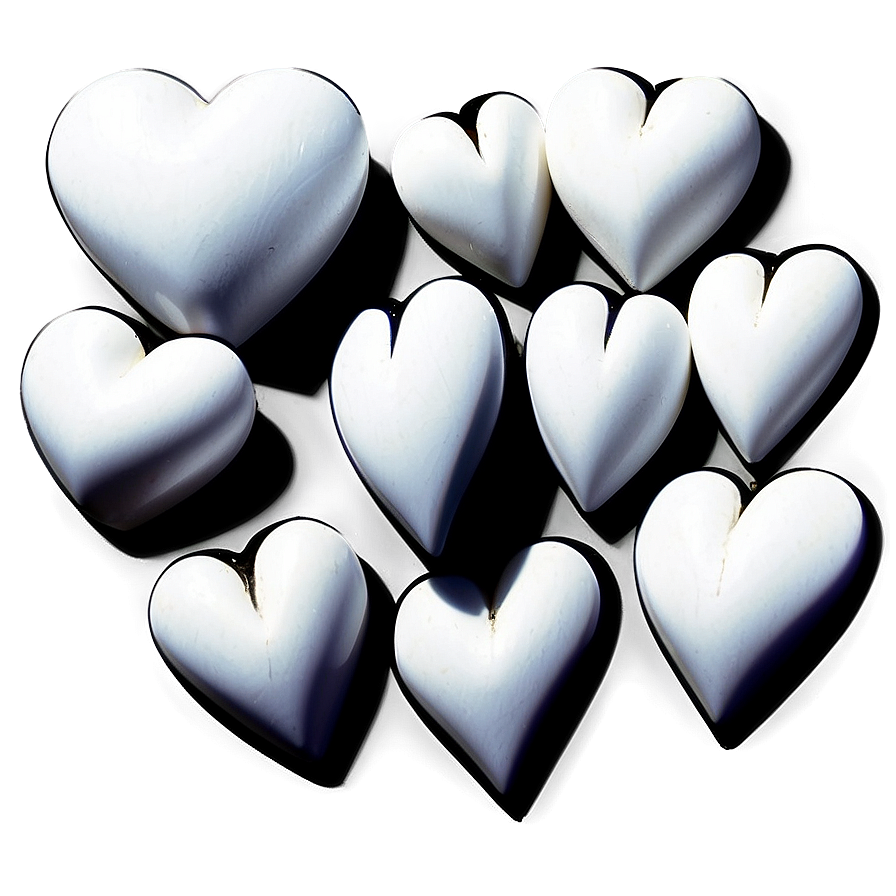 White Hearts On Black Background Png Mwy12