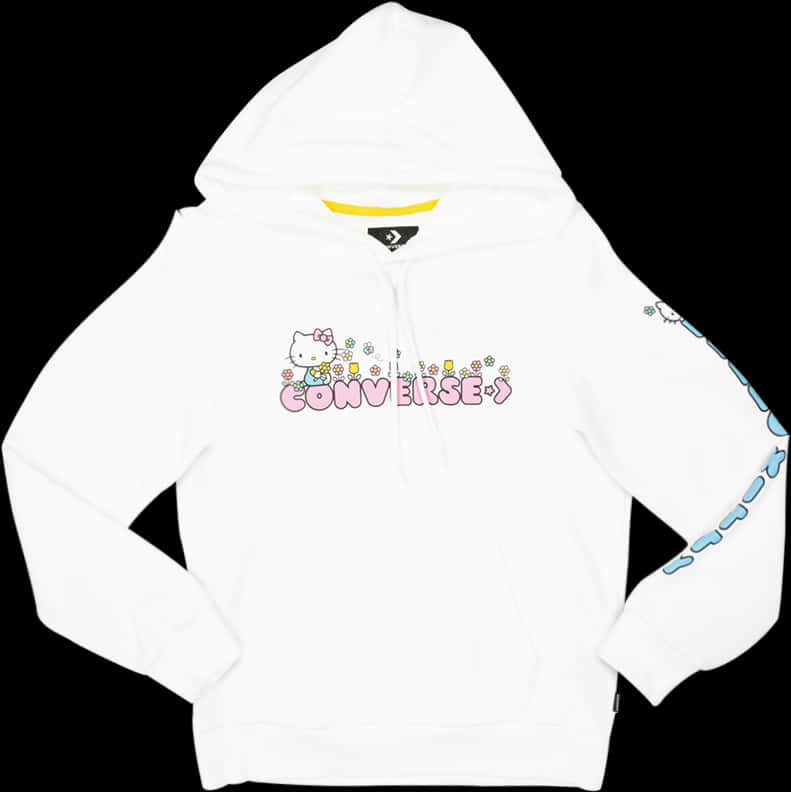 Converse X Hello Kitty Women Flower Po Hoodie White - Hoodie, HD Png Download PNG image with a transparent background, free high-resolution download