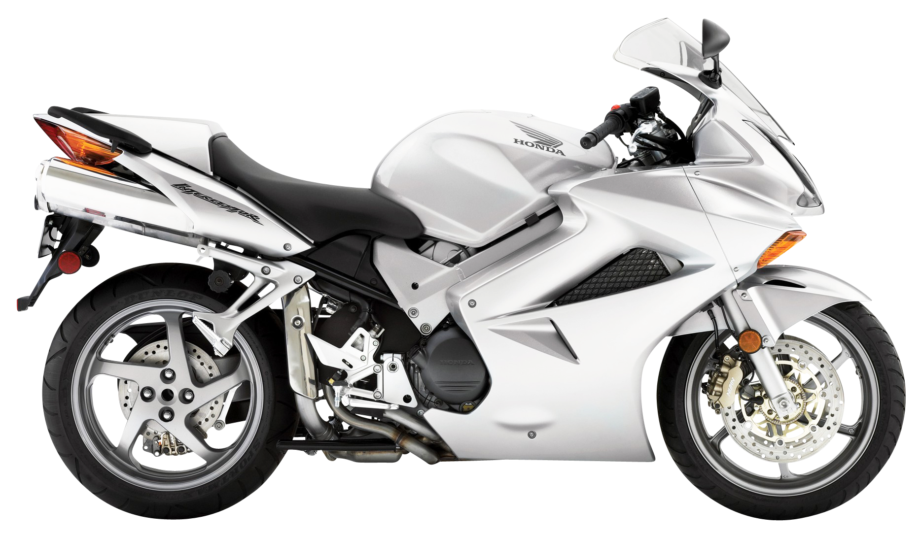 White Honda Sportbike Motorcycle PNG with transparent background