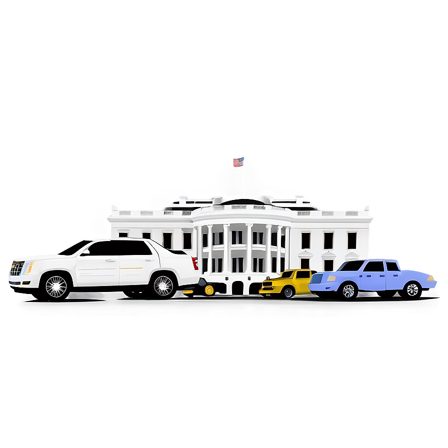 White House With Presidential Motorcade Png Lms18