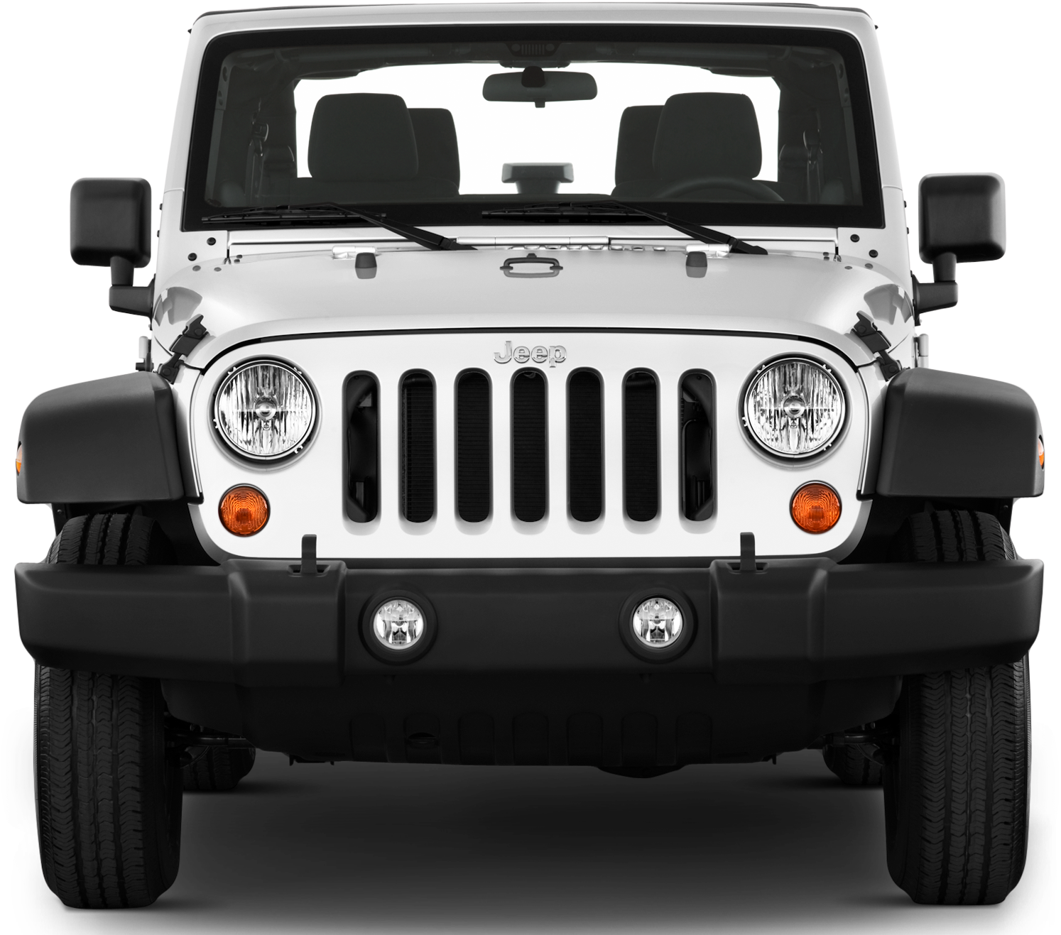 White Jeep Wrangler Front View