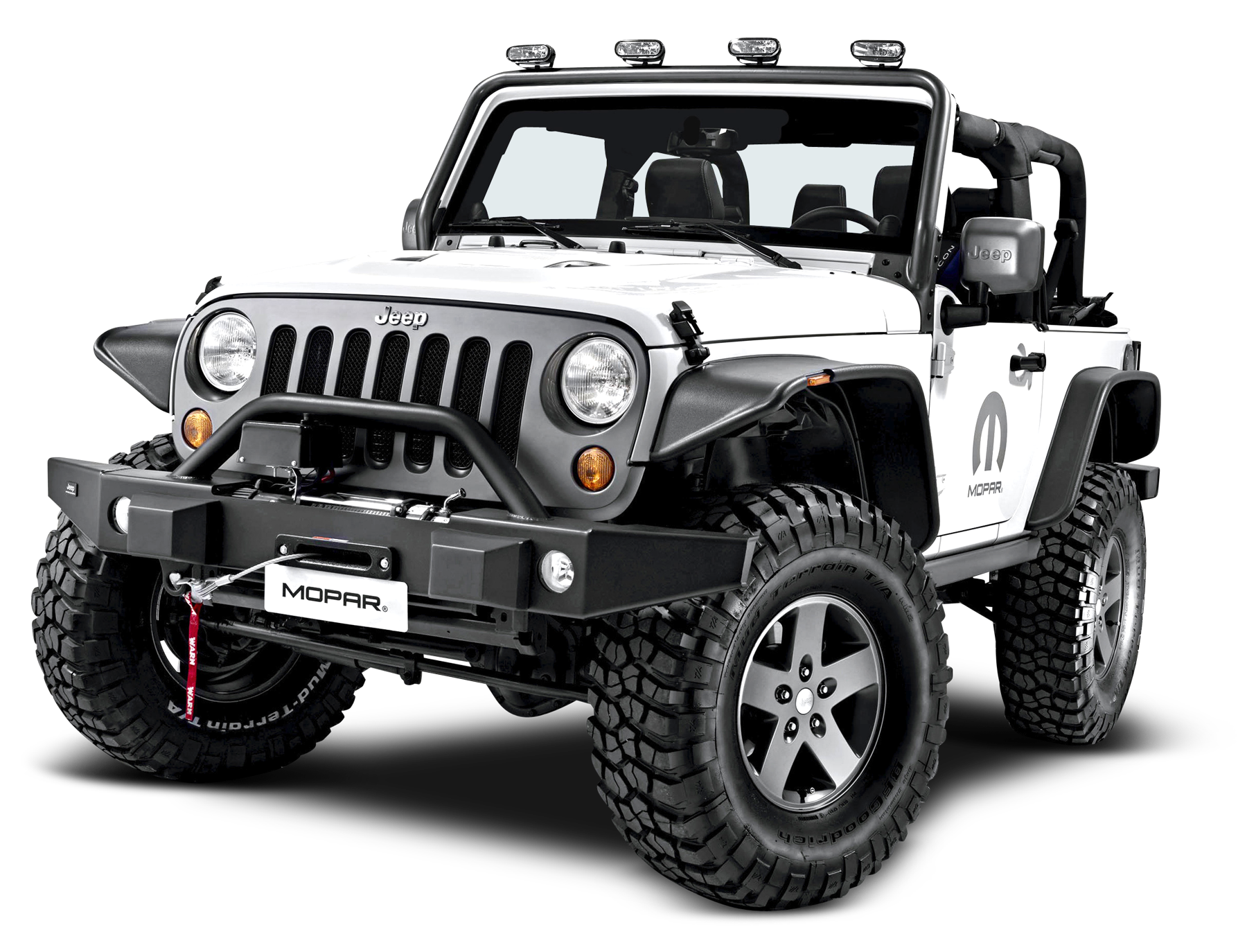 White Jeep Wrangler Offroad Ready PNG with transparent background