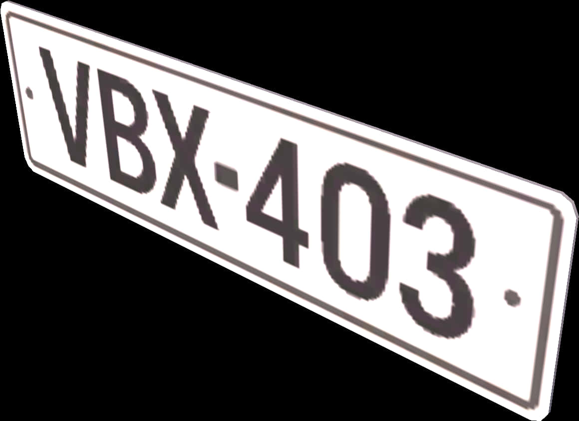 White License Plate V B X403