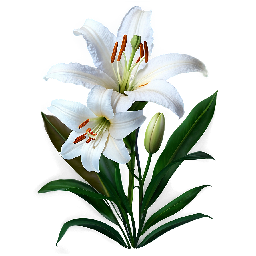 White Lilies Flowers Png 44