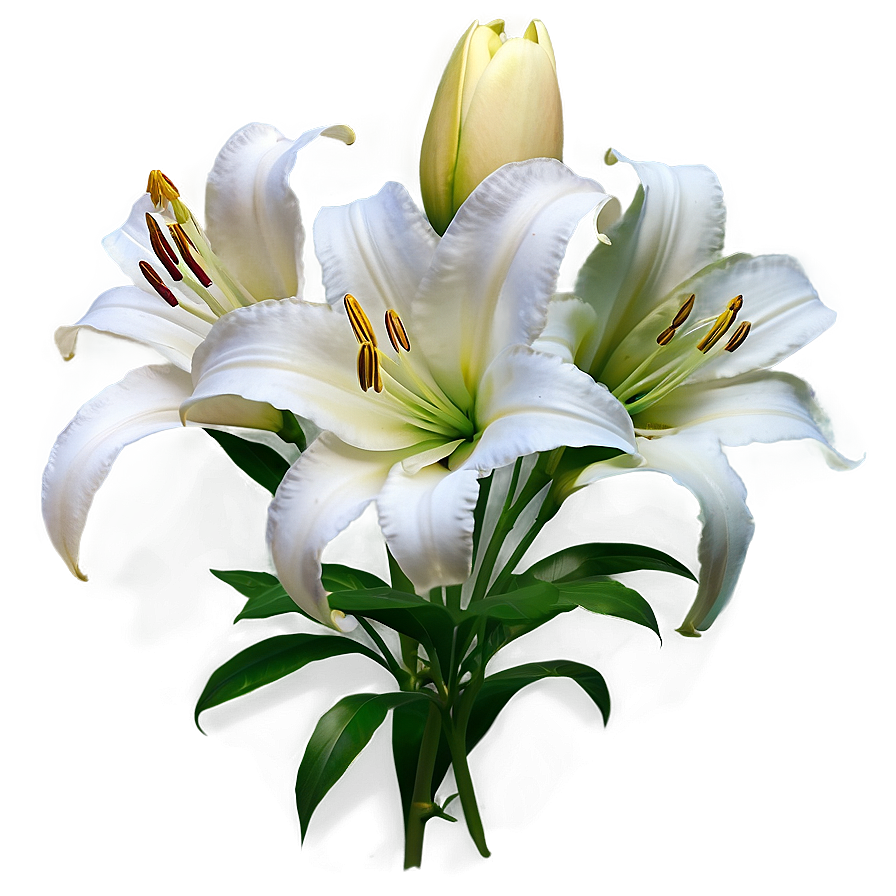 White Lilies Flowers Png Poh54