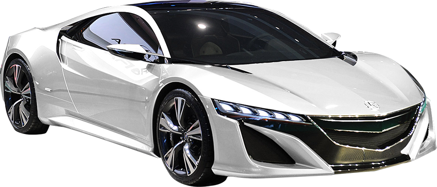 White Luxury Sports Car Profile PNG with transparent background