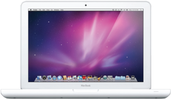 White Mac Book Front View PNG with transparent background