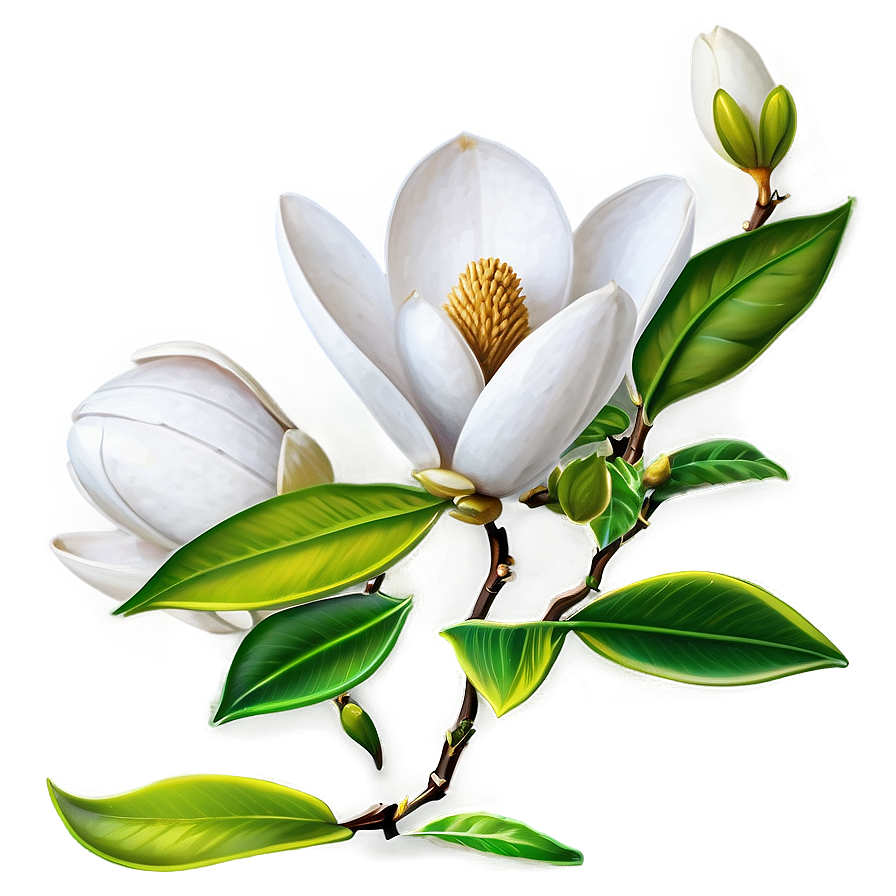 White Magnolias Flowers Png 05242024