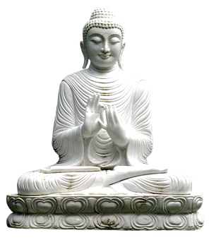 White Marble Buddha Statue PNG with transparent background
