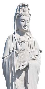 White Marble Guan Yin Statue PNG with transparent background