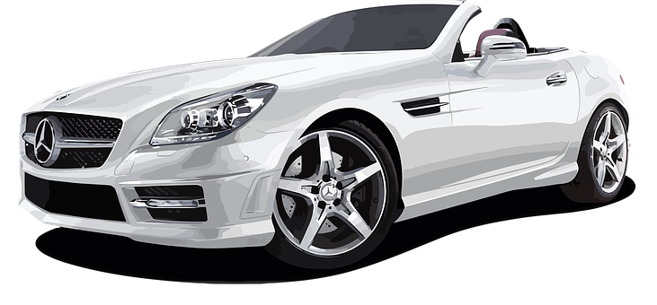 White Mercedes Benz Convertible Illustration