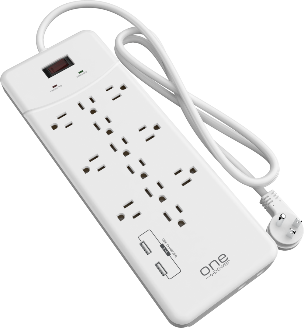 White Multi Outlet Surge Protector Power Strip