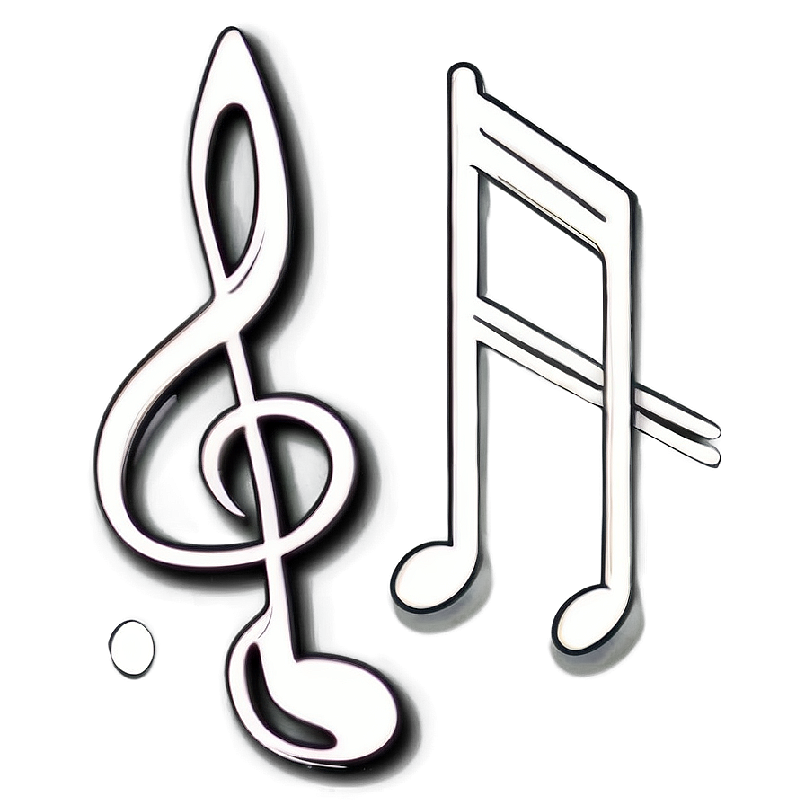 White Music Note Sketch Png 06212024