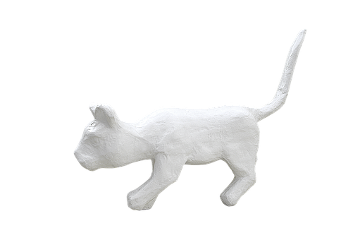 White Paper Cat Sculpture Black Background