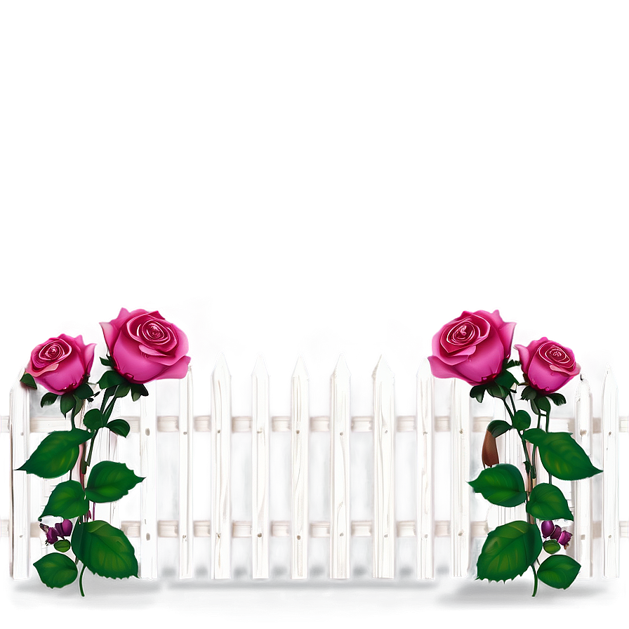 White Picket Fence With Roses Png 29