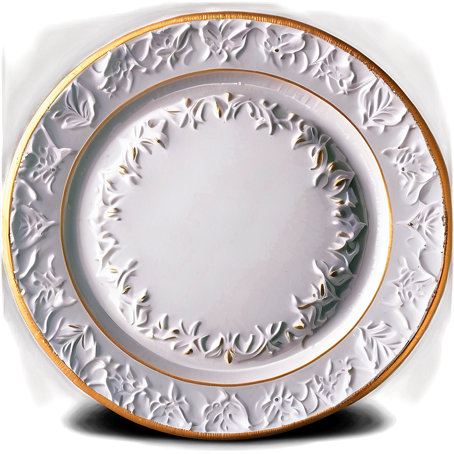 White Plate With Gold Rim Png Yto