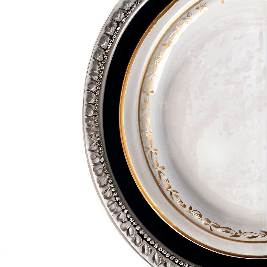 White Plate With Silver Trim Png Apl32