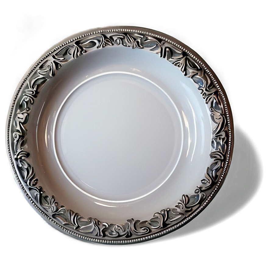 White Plate With Silver Trim Png Sfi