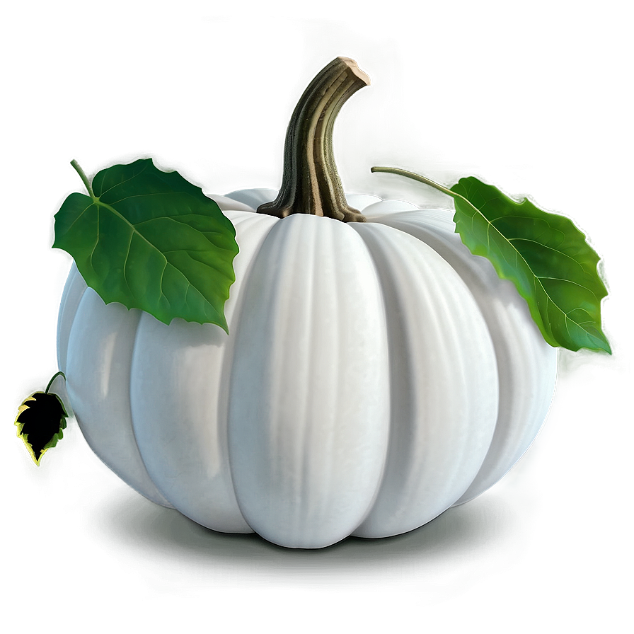 White Pumpkin With Leaves Png 37