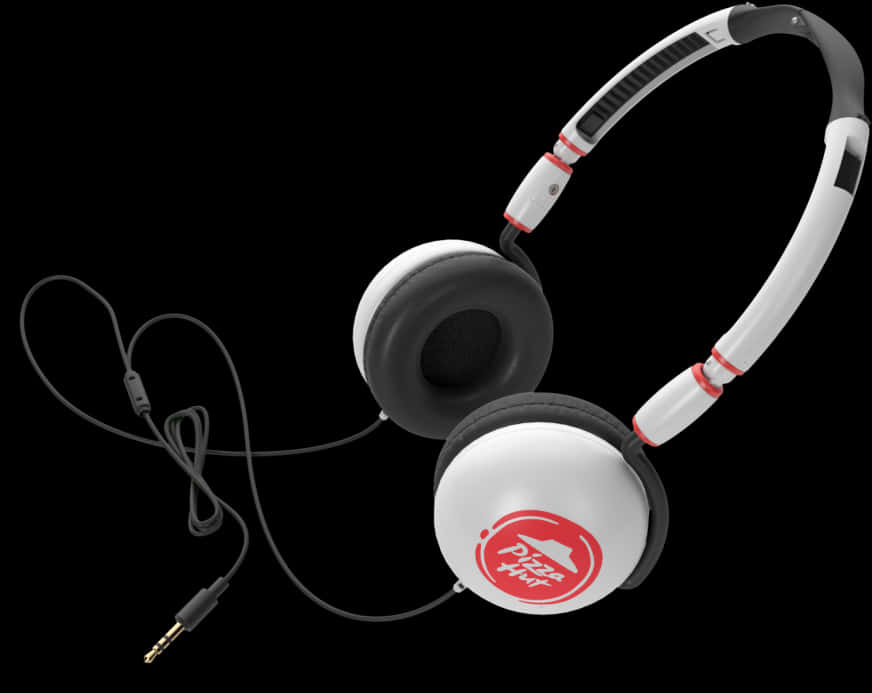 White Red Headphones Black Background