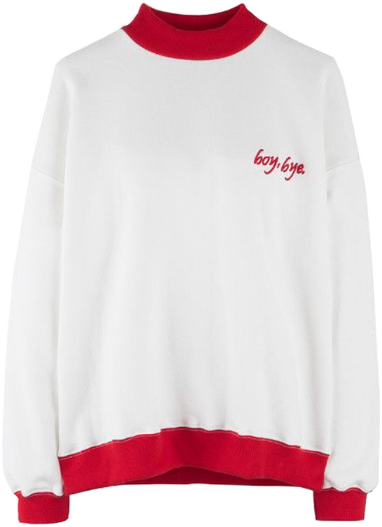 White Red Sweatshirt Boy Bye Embroidery