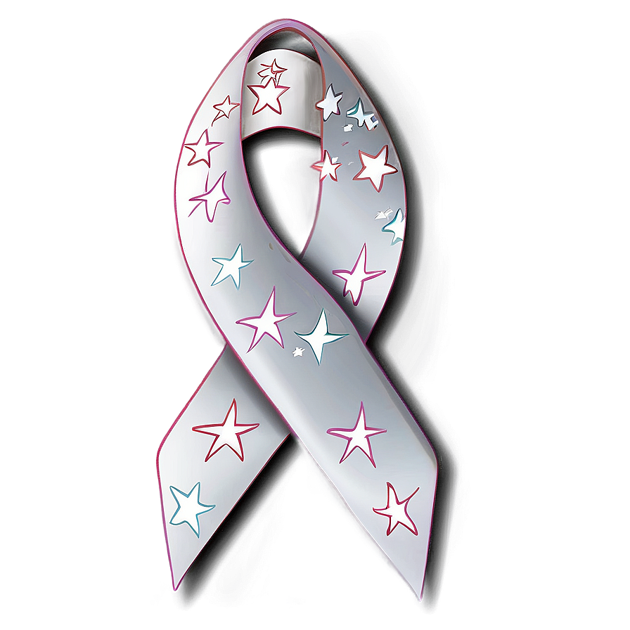 White Ribbon With Stars Png 06122024