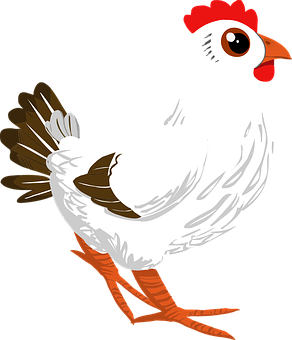 White Rooster Cartoon Illustration PNG with transparent background