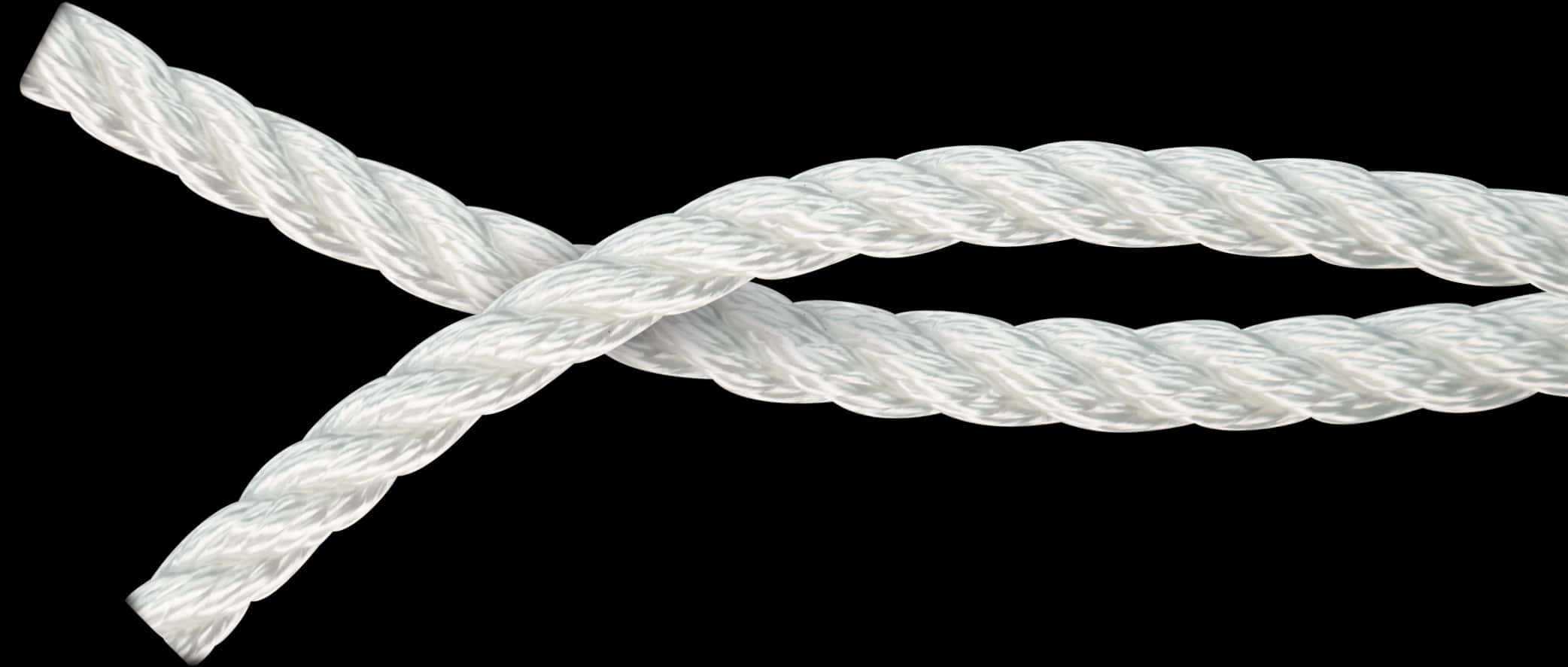 White Rope Crossing Black Background PNG with transparent background