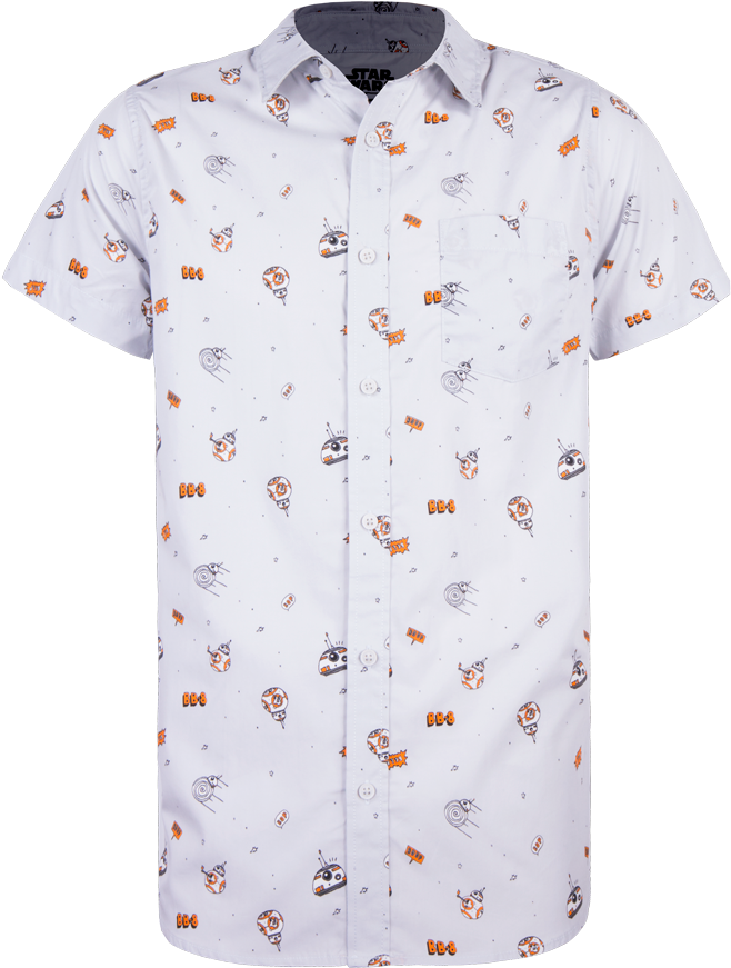 White Short Sleeve Shirtwith Printed Design