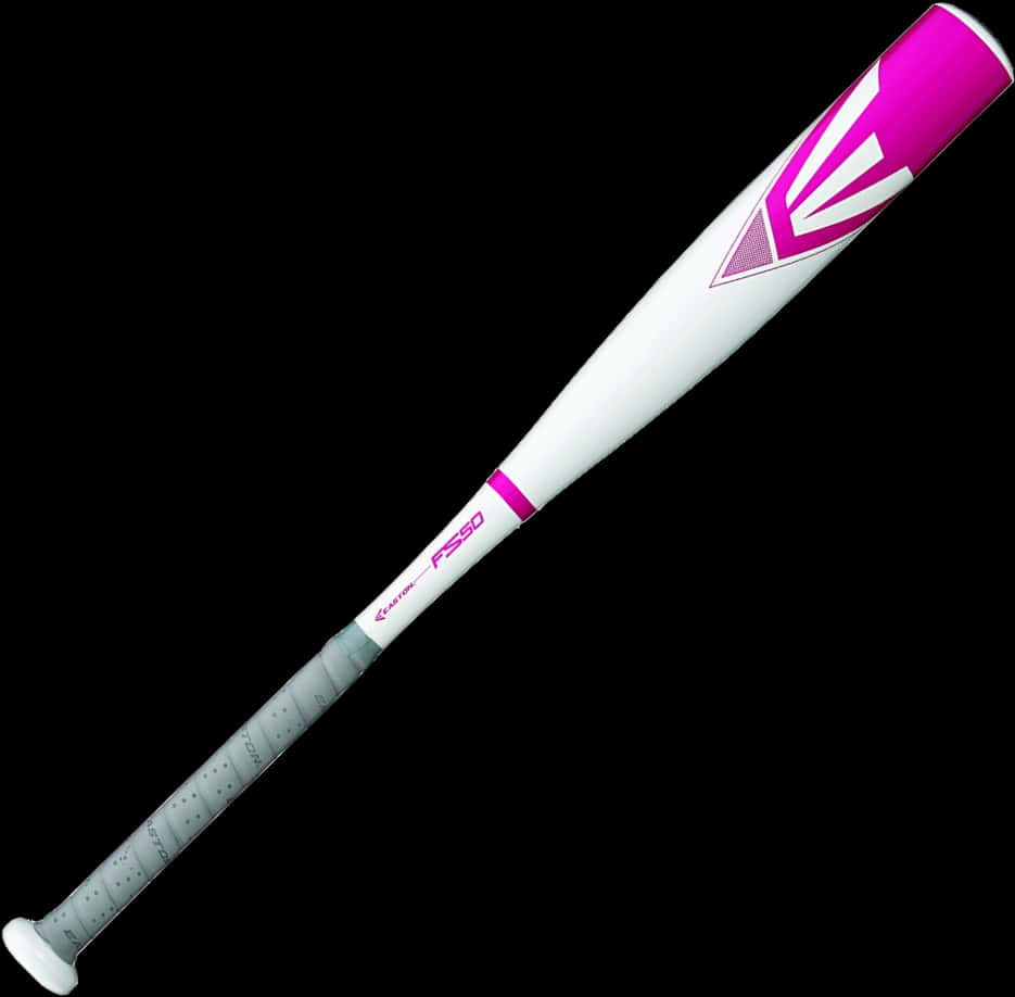 White Softball Batwith Pink Details PNG with transparent background
