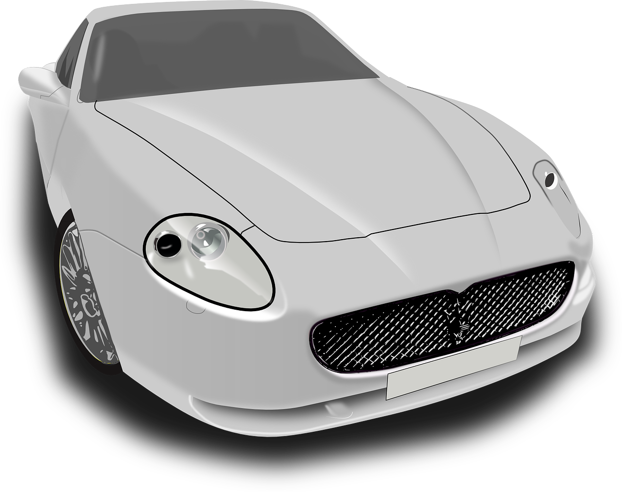 White Sports Car Front View PNG with transparent background