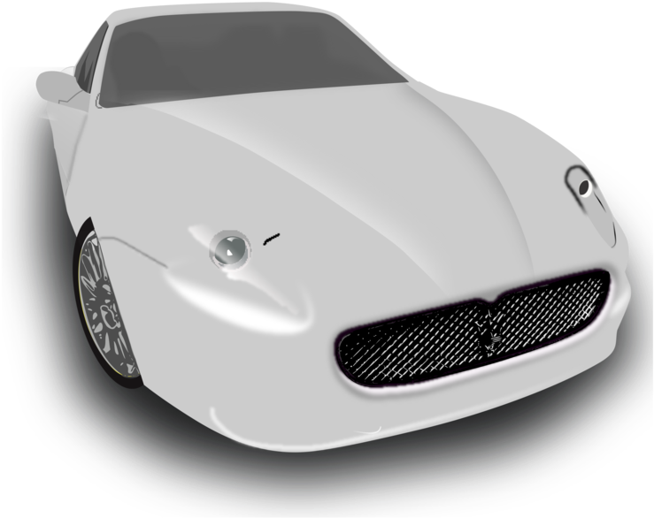 White Sports Car Front View PNG with transparent background